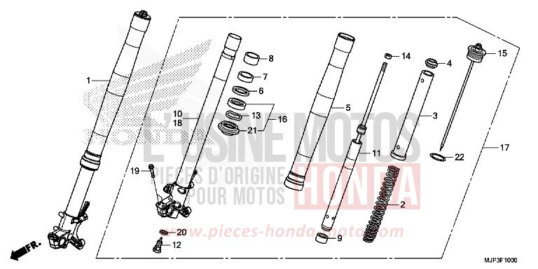 GABEL, VORNE von Africa Twin VICTORY RED (R334B) von 2016